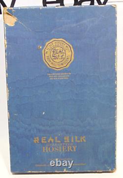 Moulins de bonneterie en soie véritable des années 1920 à Indianapolis Boîte publicitaire vintage RARE avec sceau
