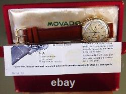 Movado Vintage Chronograph M90 18k Gold Box Livret Original All! Très Rare
