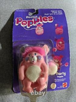 Popples Poche Mini, Party Popple #1245 Mattel 1986 Vtg Rare En Boîte