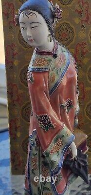 Porcelaine chinoise vintage magnifique Geisha avec boîte rare