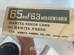 RARE Mamiya 65mm f6.3 avec viseur pour objectif Press Sekor Japon VINTAGE Box