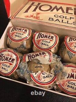 RARE, NOUVELLES Balles de golf HOMER Vintage emballées dans une boîte, années 1920 ! À VOIR ABSOLUMENT