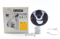 RARE Près de MINT dans la boîte Vintage Canon Flash Unit Model Y + Micro Sync du JAPON
