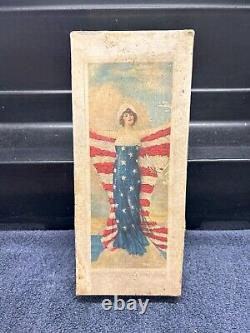 RARE RARE Boîte patriotique vintage du début des années 1900 avec de vieilles enveloppes éphémères trouvées à l'intérieur