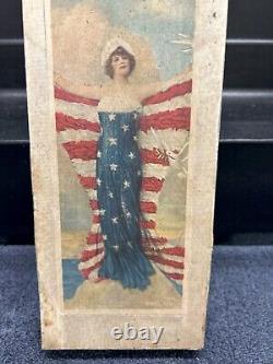 RARE RARE Boîte patriotique vintage du début des années 1900 avec de vieilles enveloppes éphémères trouvées à l'intérieur