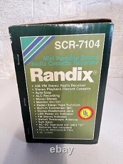 RARE VINTAGE RANDIX SCR-7104 Mini Stereo Radio Cassette Reciever NEUF DANS LA BOÎTE
