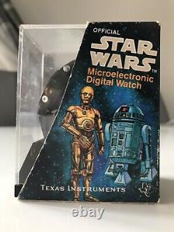 Rare 1977 Vintage Texas Instruments Star Wars Led Montre De Travail Boîte De Travail Vgc Utilisé