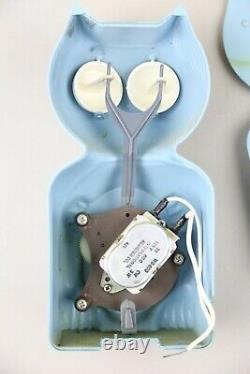 Rare 60s Bleu Jeweled Vintage Électrique Kit Chat Klock Kat Horloge Avec Boîte