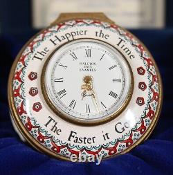 Rare! Boîte d'horloge en émail Halcyon Days Bilston & Battersea Vintage Heureuxtemps