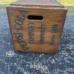 Rare Boîte en bois avec couvercle Vintage Pepsi Cola Crate