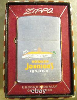 Rare De Vintage Iconique 1958 Howard Les Restaurants De Johnson Zippo Lighter Avec Box