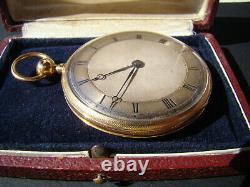 Rare Français 18k Solide Or Duplex Quarter Répater Pocket Watch Vers 1830 / Boîte