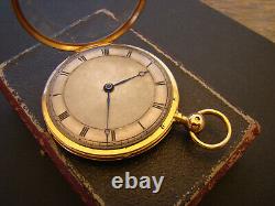 Rare Français 18k Solide Or Duplex Quarter Répater Pocket Watch Vers 1830 / Boîte