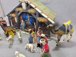 Rare Hartland Nativité Set Vintage Plastiques Figurines De Noël W Boîte D'origine Euc
