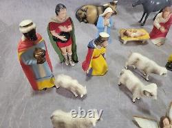 Rare Hartland Nativité Set Vintage Plastiques Figurines De Noël W Boîte D'origine Euc