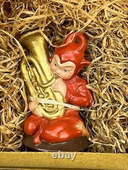 Rare Nos Ensemble De 5 Figurines Red Devil Pixie Elf Musician En Boîte (a)