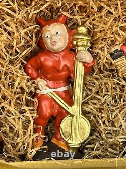Rare Nos Ensemble De 5 Figurines Red Devil Pixie Elf Musician En Boîte (b)