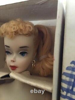 Rare! Tous Les Originaux Mattel Blonde Ponytail Barbie #3 Box, Liner, Stand, Livret