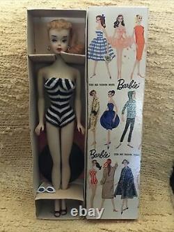 Rare! Tous Les Originaux Mattel Blonde Ponytail Barbie #3 Box, Liner, Stand, Livret
