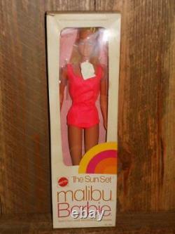Rare! Vintage 1975 The Sun Set Malibu Barbie Nrfb White Box Sorti Seulement 1 An