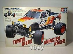 Rare Vintage 1990 Nouveauté En Boîte Tamiya Toyota Hi-lux Monster Racer Rc Kit 58086