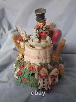 Rare Vintage Alice In Wonderland Music Box Mad Hatter Tea Party