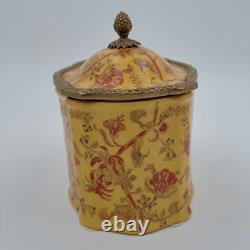 Rare Vintage Boîte à bijoux en porcelaine Mark Roberts avec couvercle Design floral Cuivre