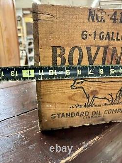 Rare Vintage Bovinol Standard Oil Company Wood Box Crate Antique Cow Farm	<br/>	 
 	<br/> Translation: 
 <br/>  Boîte en bois rare vintage de la Standard Oil Company Bovinol, ancienne ferme de vache antique