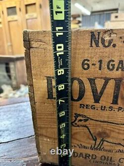Rare Vintage Bovinol Standard Oil Company Wood Box Crate Antique Cow Farm<br/><br/>Translation:  <br/>Boîte en bois rare vintage de la Standard Oil Company Bovinol, ancienne ferme de vache antique