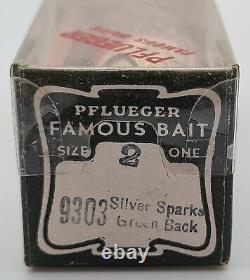 Rare Vintage Box 6 Lures Baits Baits Propellers Pflueger Baby Scoop Pêche