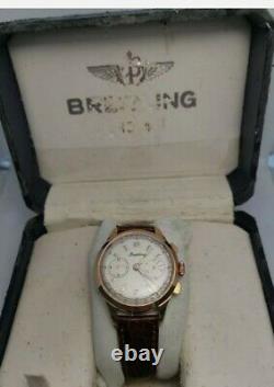 Rare Vintage Breitling Chronograph Landeron 48 Manuel Winding Men Watch With Box