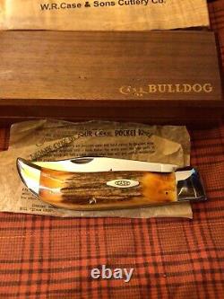 Rare Vintage Case XX Bulldog 1965-1969 Poignée De Fixation Couteau De Poche Avec Boîte