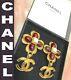 Rare Vintage Chanel 1994 Red Gripoix Pearl Clover Or Boucles D'oreilles Coeurs Boucles D'oreilles + Boîte Cc