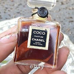 Rare Vintage Coco Chanel Parfum Extrait 1/4 Fl Oz Cordon Et Joint De Cire Noir No Boîte