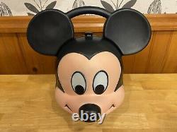 Rare Vintage Disney Mickey Mouse Head Lunch Box Kit Thermos D'origine Par Aladin