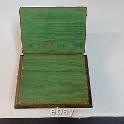 Rare Vintage Montre Boîte De Présentation En Cuir Vert Embossé Or