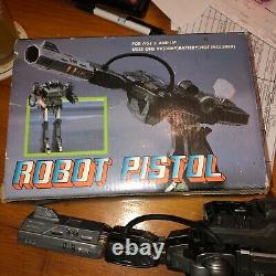 Rare Vintage Radio Shack Transformer Robot Pistolet Laser Figurine Avec Boîte 80's
