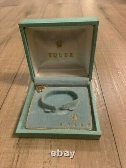 Rare Vintage Rolex Turquoise Ostrich Box De L'époque Gilt (vers 1950)