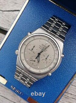 Rare Vintage Seiko 7a28-7079 Grey Ghost Chronograph Watch 1983 Boîte Originale Vgc