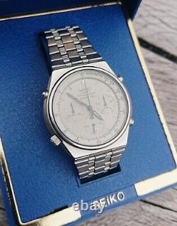 Rare Vintage Seiko 7a28-7079 Grey Ghost Chronograph Watch 1983 Boîte Originale Vgc