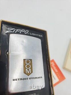 Rare Vintage Zippo Lighter Detroit Overall MFG co. Avec boîte
