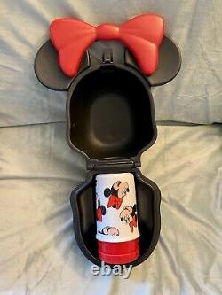 Rare Vtg Disney Mickey & Minnie Mouse Head Lunch Box Kit Avec 1 Thermos