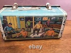 Rare-vintage 1968 Star Trek Dome Metal Lunch Box Avec Traitement Thermos Par Aladdin