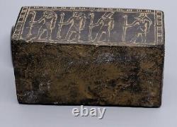 Rares Antiques En Box Égyptien Egypt Scarab Hieroglyphique Pharaonique Sculpté Stone C.-b.