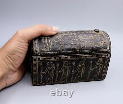 Rares Antiques En Box Égyptien Egypt Scarab Hieroglyphique Pharaonique Sculpté Stone C.-b.