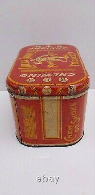 Rayons! Les Années 1920 Antique Vintage Base Lucky Curve Tobacco Cigar Plug Cut Tin Box