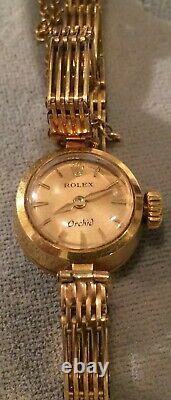 Rolex 18k Gold Orchid Avec Boîte Originale D'or Vintage Antique 18k Bracelet Rare