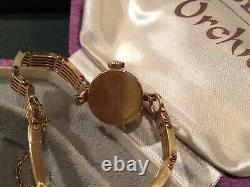 Rolex 18k Gold Orchid Avec Boîte Originale D'or Vintage Antique 18k Bracelet Rare