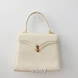 Sac vintage Oscar de la Renta des années 1980 en cuir blanc, cadre carré, boîte rare