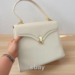 Sac vintage Oscar de la Renta des années 1980 en cuir blanc, cadre carré, boîte rare